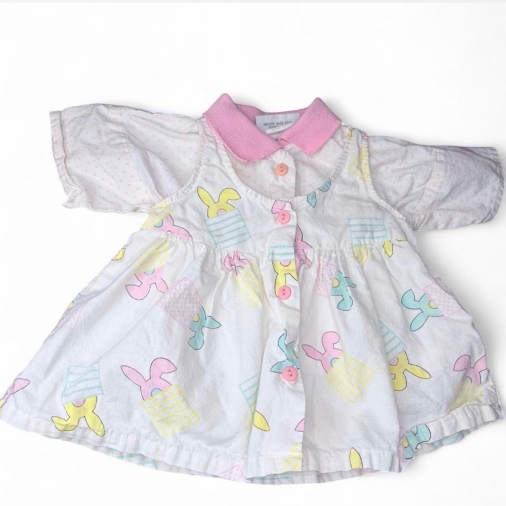 Cache Cache Baby Girl Cotton Vintage Bunny Dress & Shirt 12M